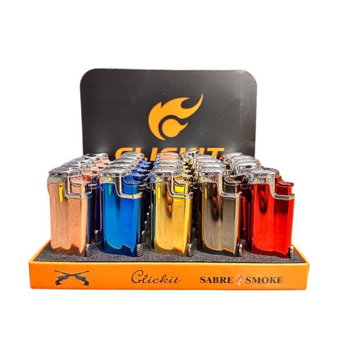 Picture of GH10878 Clickit Shiny Triple Torch w Cigar Puncher 25ct