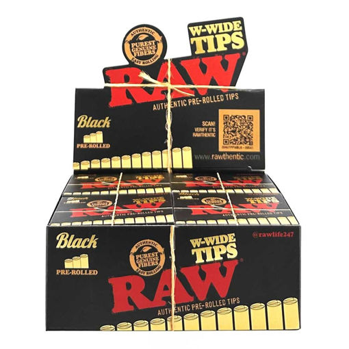 Picture of Raw Tips-Black W-Wide Pre Rolled 20ct