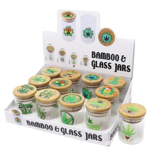 Picture of Bamboo Lids on Glass Air Tight Jar - Medium Jar - 12ct