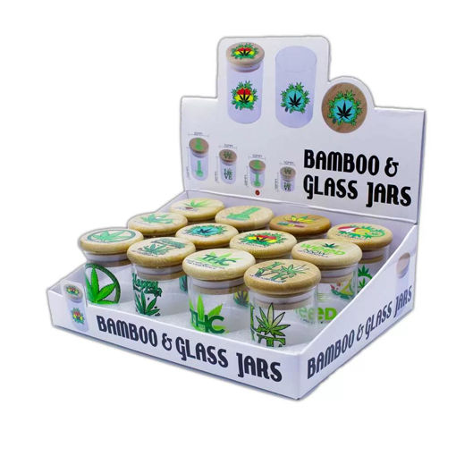 Picture of Bamboo Lids on Glass Air Tight Jar - Small size  - 12 pc